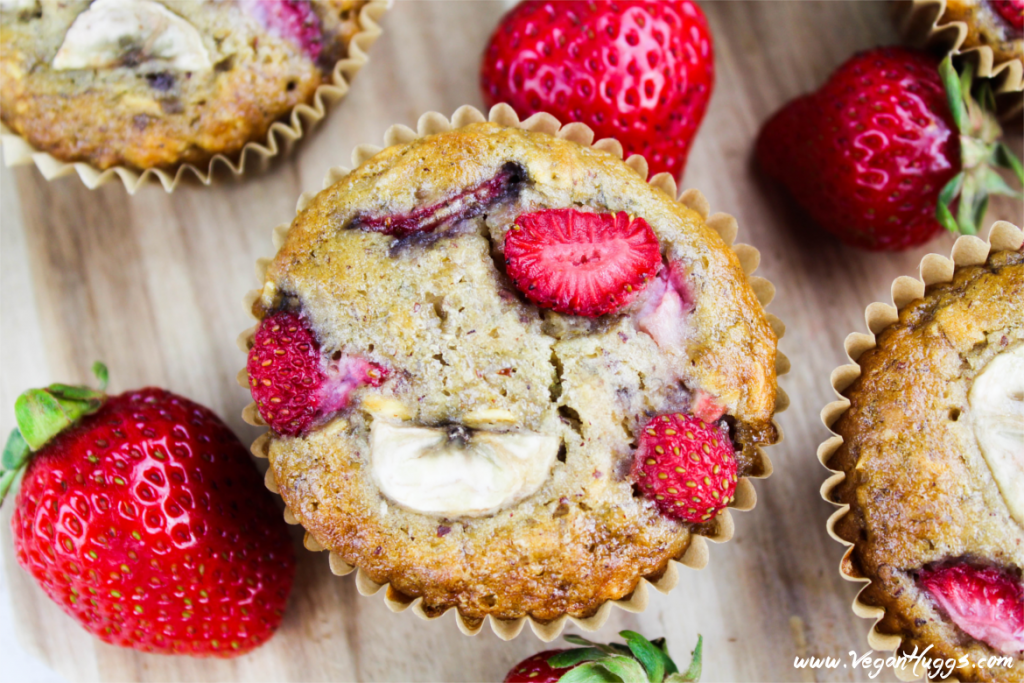 Strawberry Banana Breakfast Muffins These Vegan Strawberry & Banana Breakfast Muffins are hearty, satisfying and scrumptious. They are gluten-free and guilt-free.