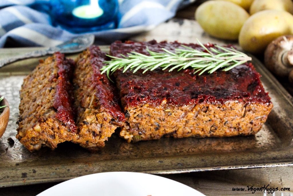 Mushroom Walnut Meatless Loaf W Ketchup Glaze Vegan Meatloaf Gf