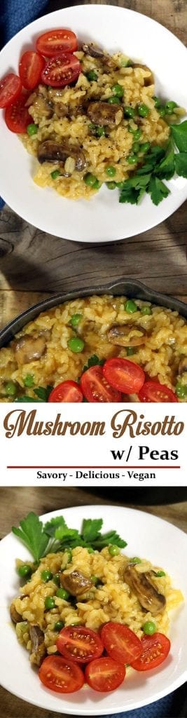This Vegan Mushroom Risotto is so rich & creamy, but it doesn't have any cream. It's comforting, cozy & oh-so satisfying!