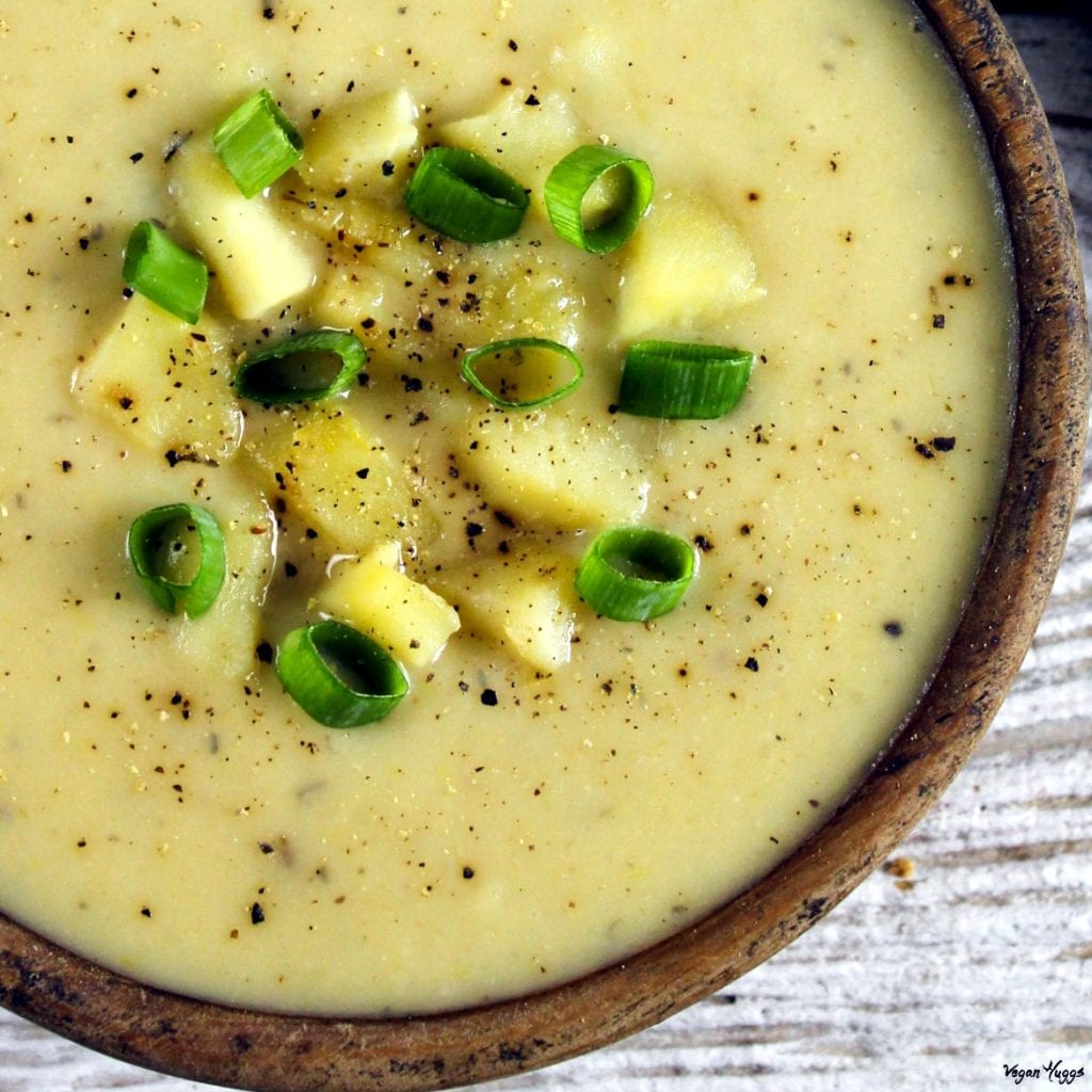 Creamy Vegan Potato Leek Soup - (Gluten-Free) - Vegan Huggs