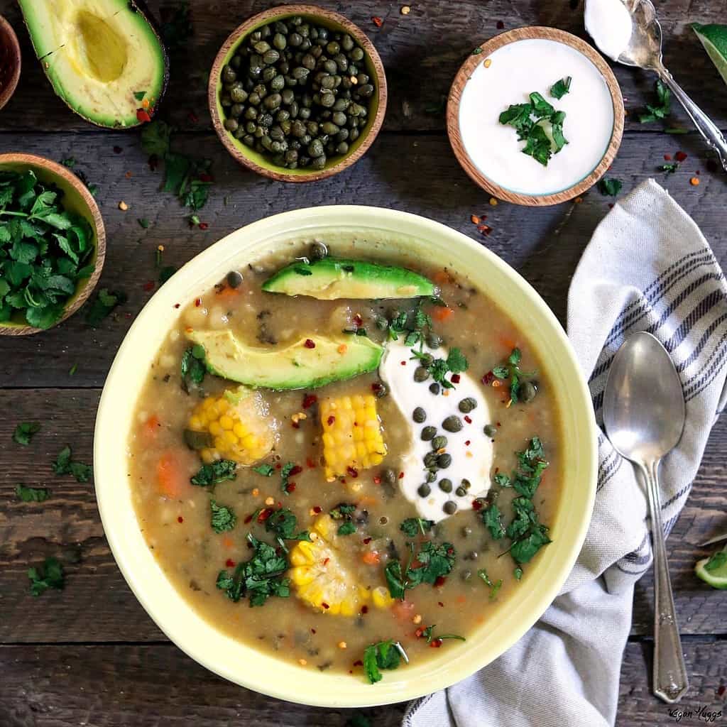 Vegan Ajiaco (Colombian Potato Soup) - Vegan Huggs