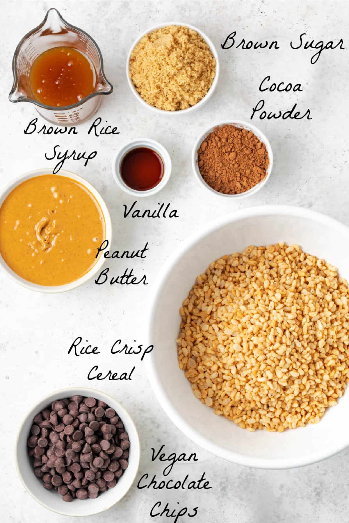 ingredients to make the peanut butter bars on a stone table top. 