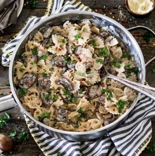 This Vegan Mushroom Stroganoff is savory, comforting and oh-so creamy! It's nut-free, soy-free and much healthier than its non-vegan counterpart.