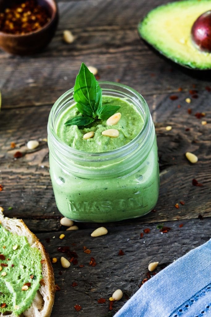 This Oil-Free Avocado Pesto is super creamy, cheesy, zesty and totally healthy for you. It takes less than 15 minutes to make and calls for 9 simple ingredients.