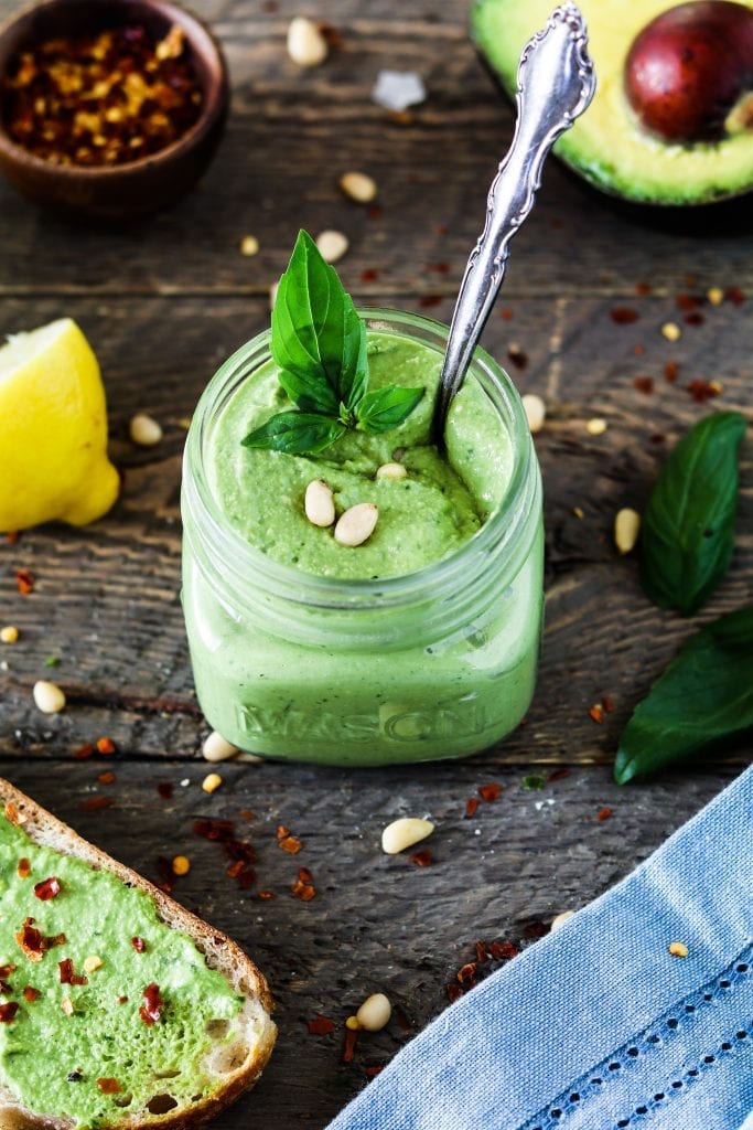 This Oil-Free Avocado Pesto is super creamy, cheesy, zesty and totally healthy for you. It takes less than 15 minutes to make and calls for 9 simple ingredients.