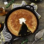 This Sweet Skillet Cornbread Recipe will have them running to the dinner table. It's lightly sweetened & moist on the inside with a crispy & buttery outside. Thanks to the cast-iron. 