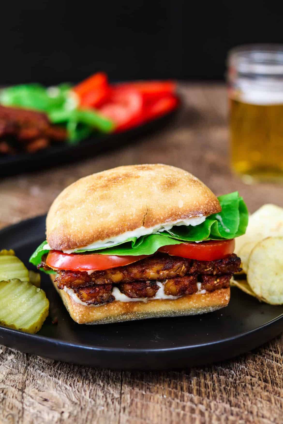 Vegan BLT with Baked Tempeh Bacon - Vegan Huggs