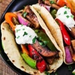 portobello vegan fajitas on a plate.