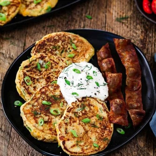 Vegan Savory Pancakes with Cheddar & Green Onion Vegan Huggs