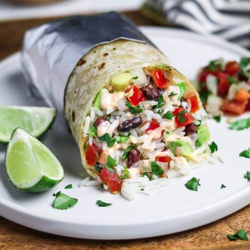 Chipotle Vegan Burrito with Cilantro Lime Rice - Vegan Huggs