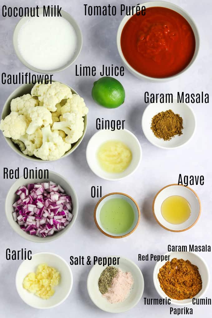 Photo of ingredients on a white table.