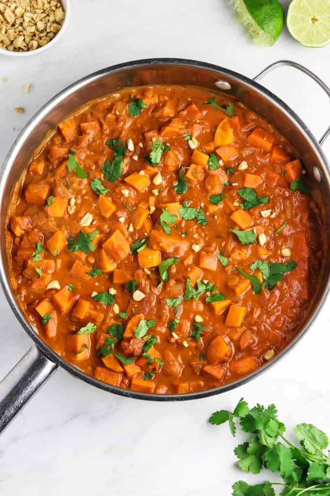Thai Sweet Potato Curry – the perfect weeknight dinner. It's creamy, satisfying and packed with addictive flavors. Your family will be running to the table!