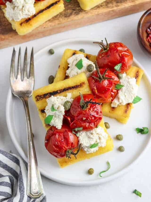 Grilled Polenta and Balsamic Roasted Tomatoes