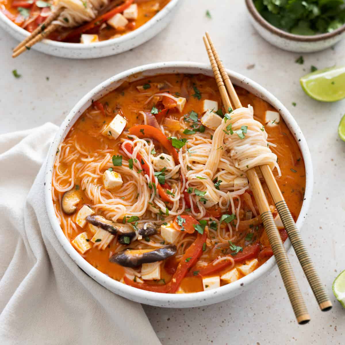 Thai Red Curry Noodle Soup - Vegan Huggs