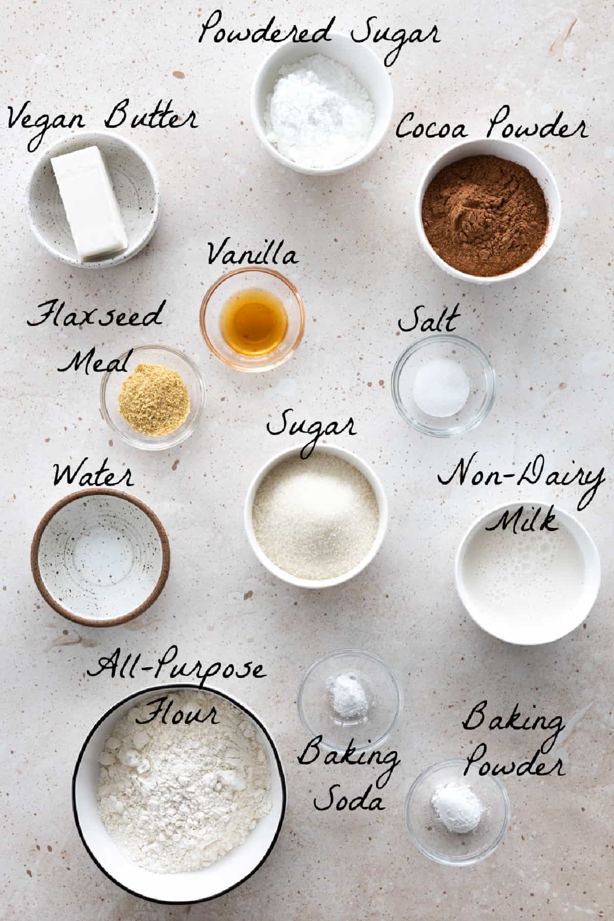 Ingredients to make the cookies on a stone table. 