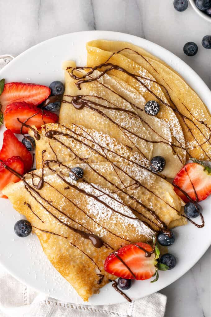 crepes with chocolate sauce.