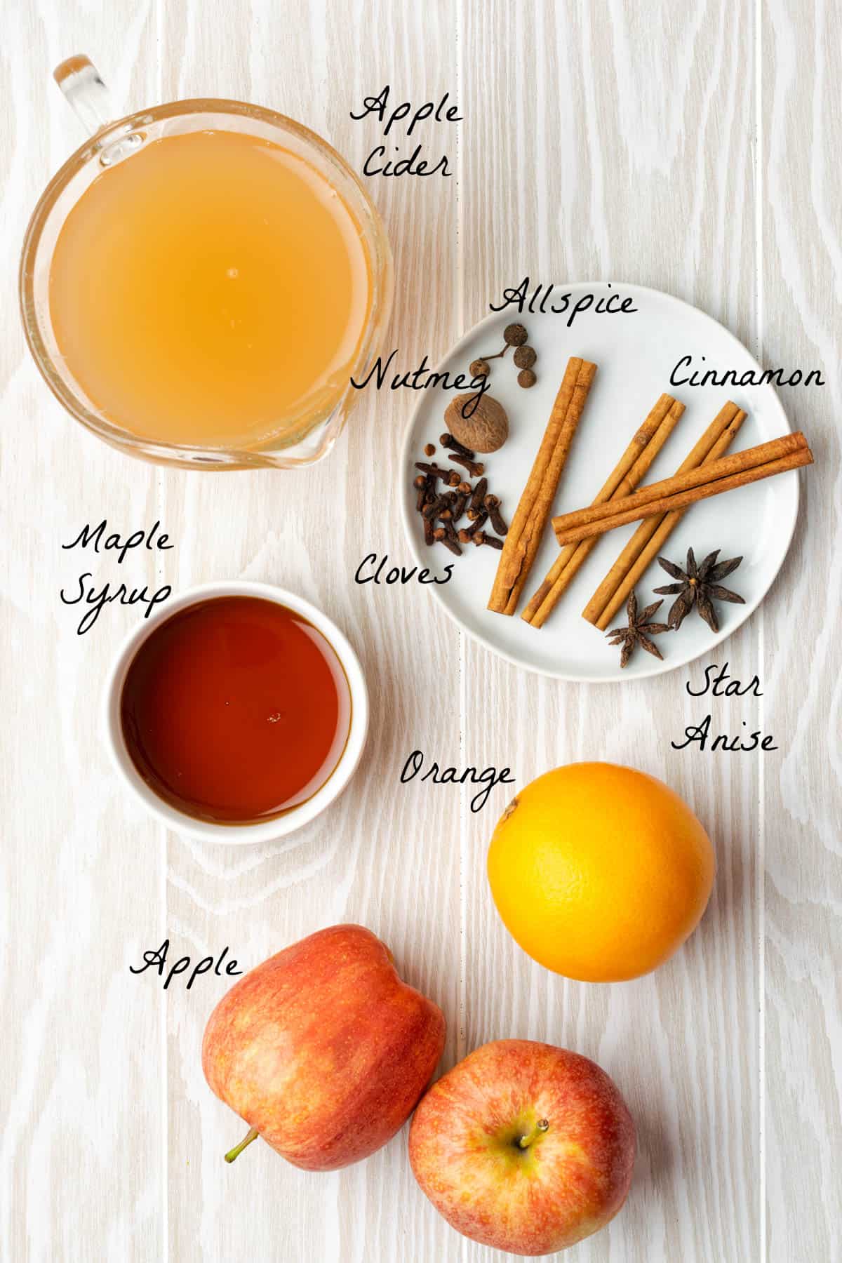 Ingredients to make beverage on a wood table top. 