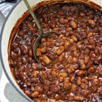 fully baked beans in a dutch oven.