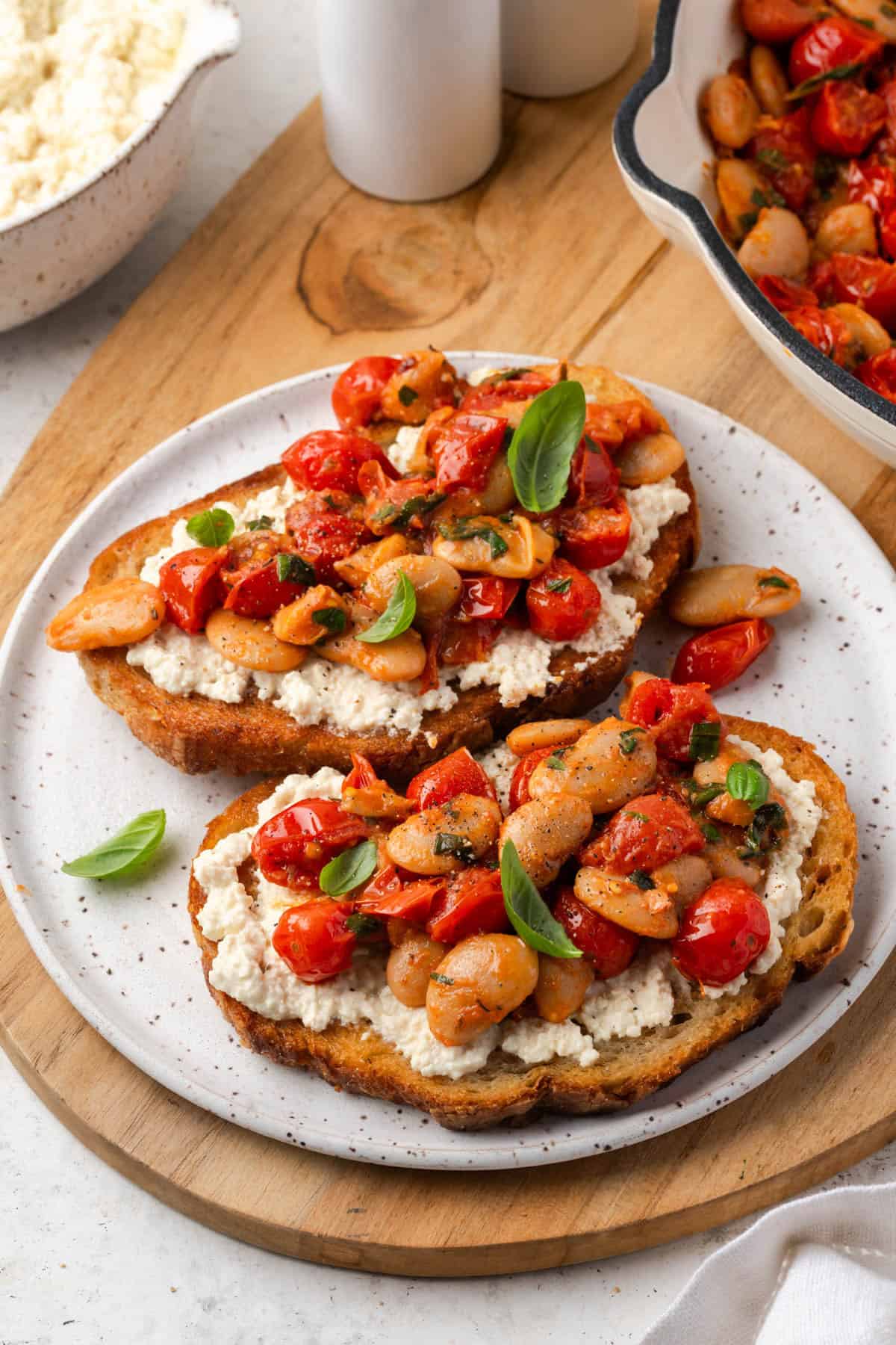 This Butter Beans on Toast with tofu ricotta is a quick, tasty dish that comes together easily. It combines creamy beans, juicy tomatoes, and zesty tofu ricotta on crusty bread for a satisfying yet light meal. It's great for breakfast or a light lunch and always hits the spot!